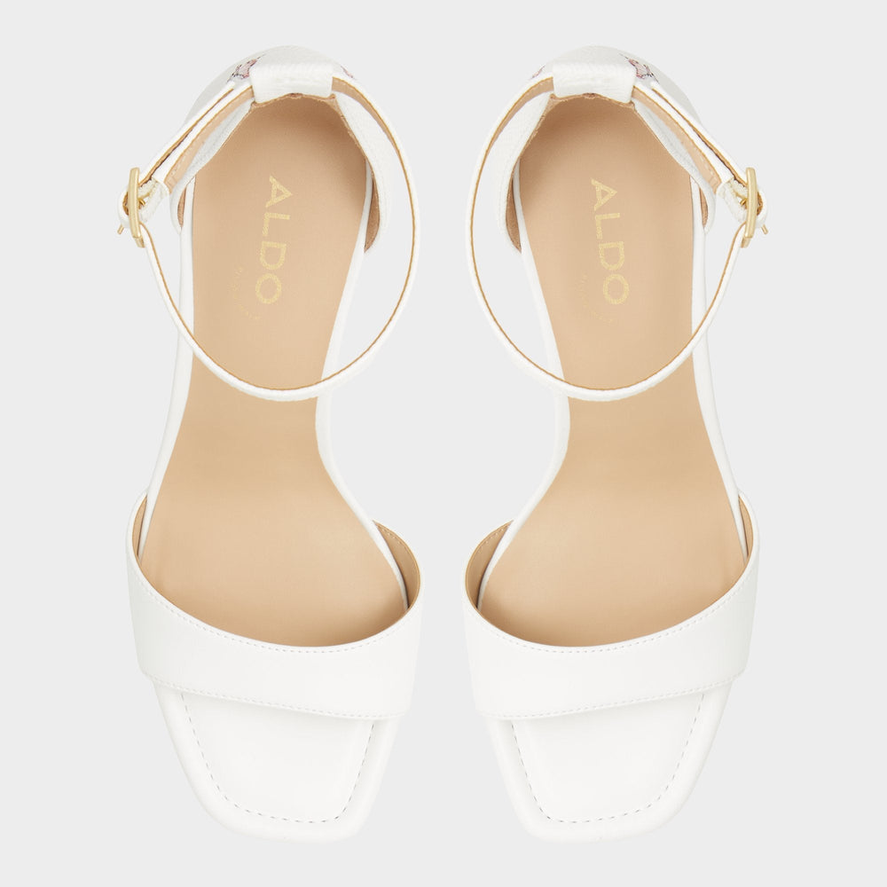 Block heel Enaegyn White Multi Women's Strappy sandals - Strappy heeled sandal