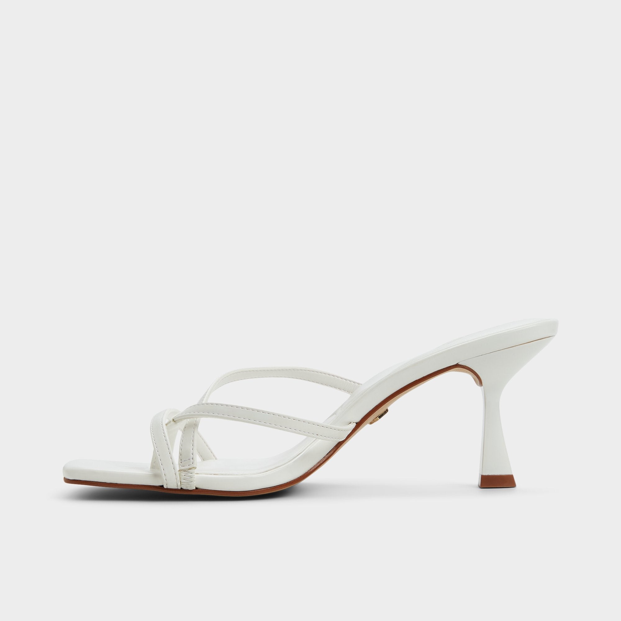 Calypsa White Women's Heeled mules - Strappy heeled sandal Block heel