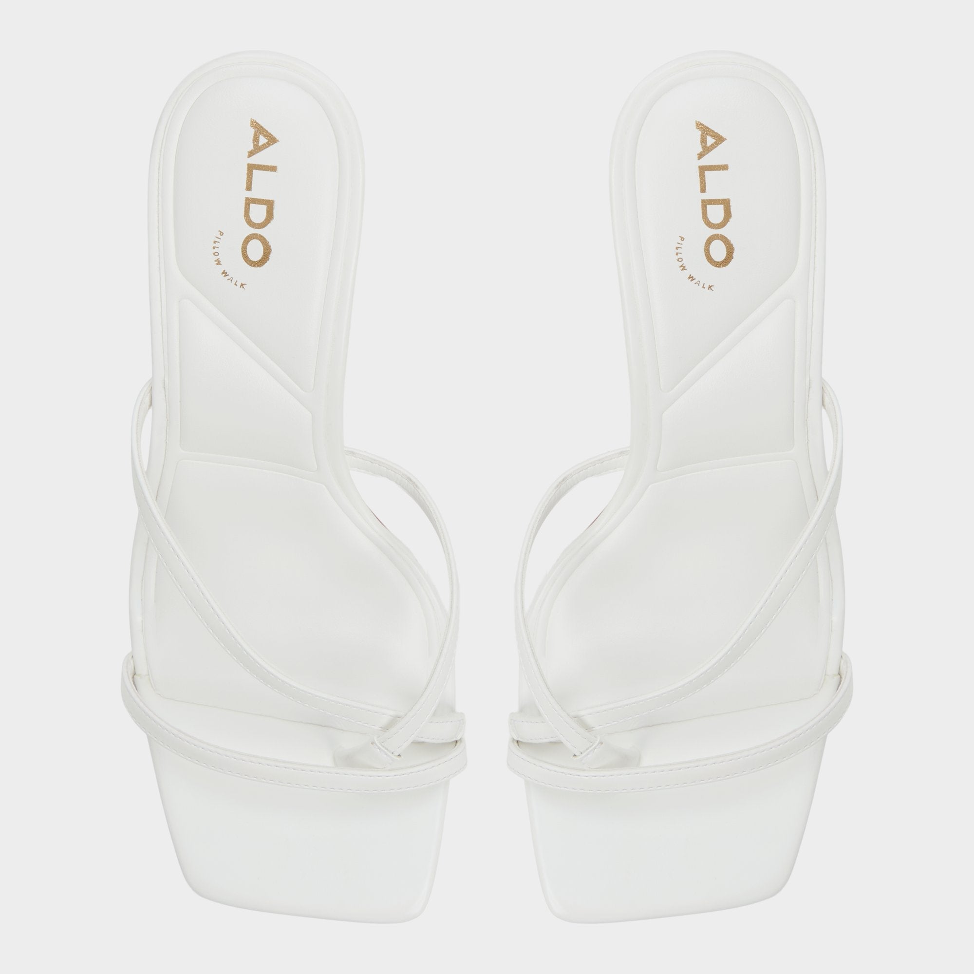 Calypsa White Women's Heeled mules - Strappy heeled sandal Block heel