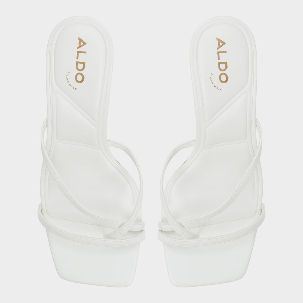 Calypsa White Women's Heeled mules - Strappy heeled sandal Block heel