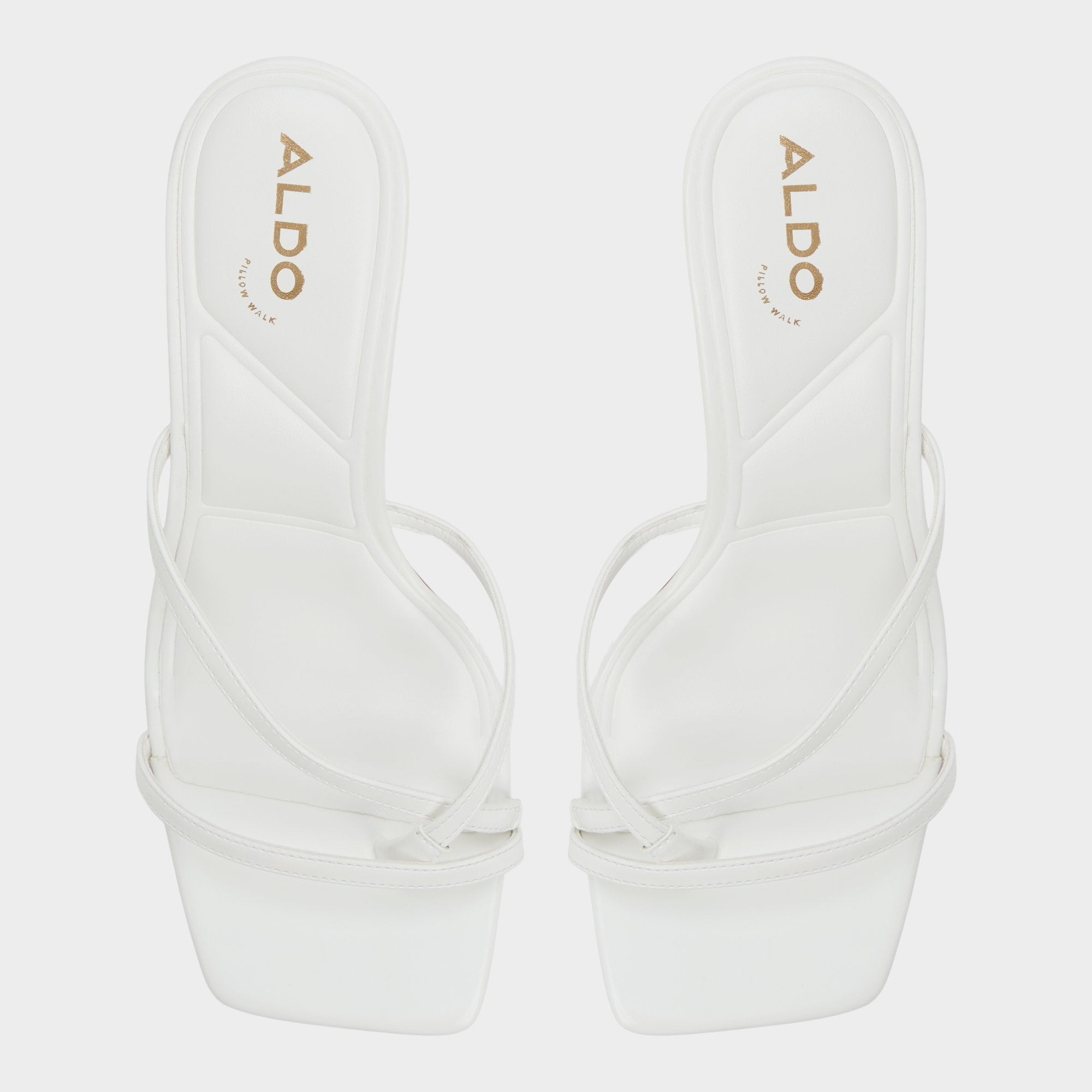 Calypsa White Women's Heeled mules - Strappy heeled sandal Block heel