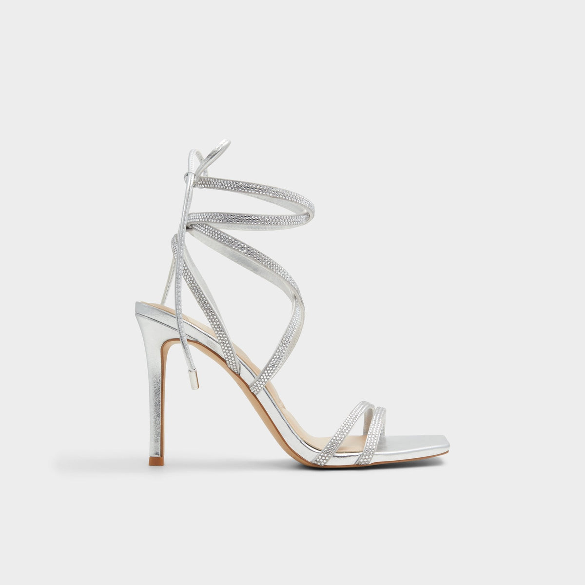 Phaedra in Silver - Strappy stiletto sandal