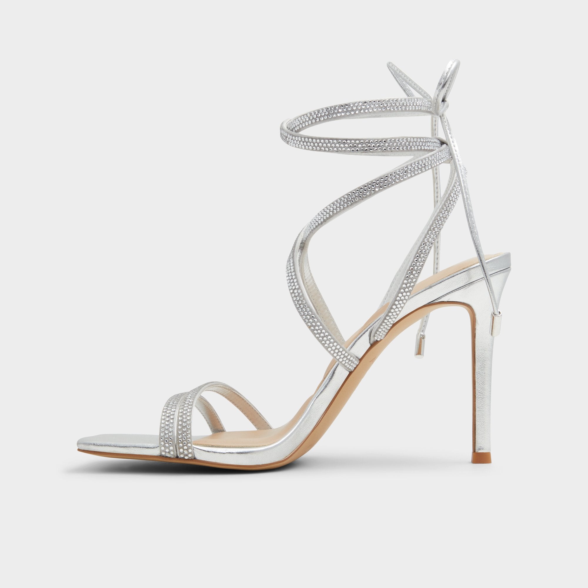 Phaedra in Silver - Strappy stiletto sandal