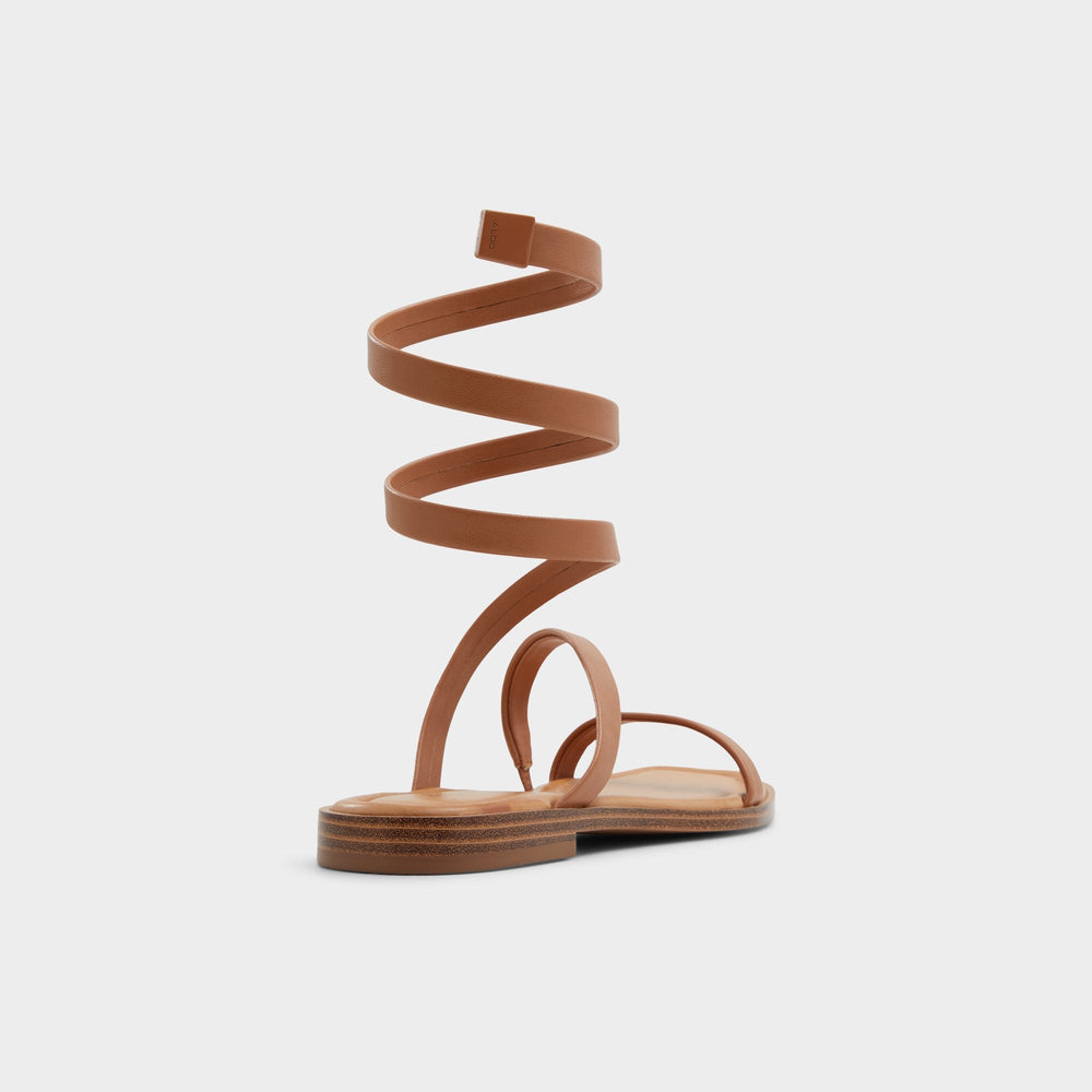 Spinella in Medium Brown - Strappy flat sandal
