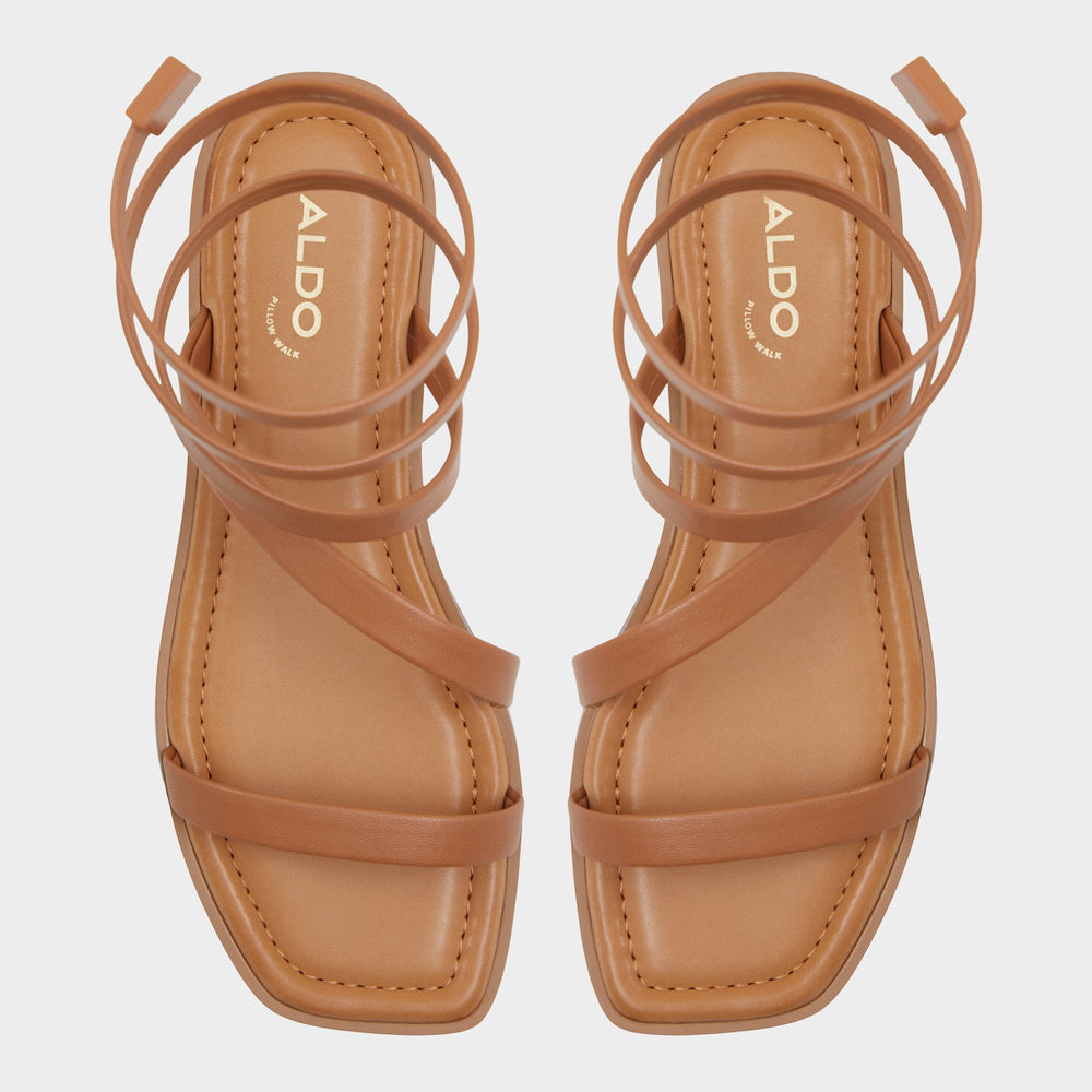 Spinella in Medium Brown - Strappy flat sandal