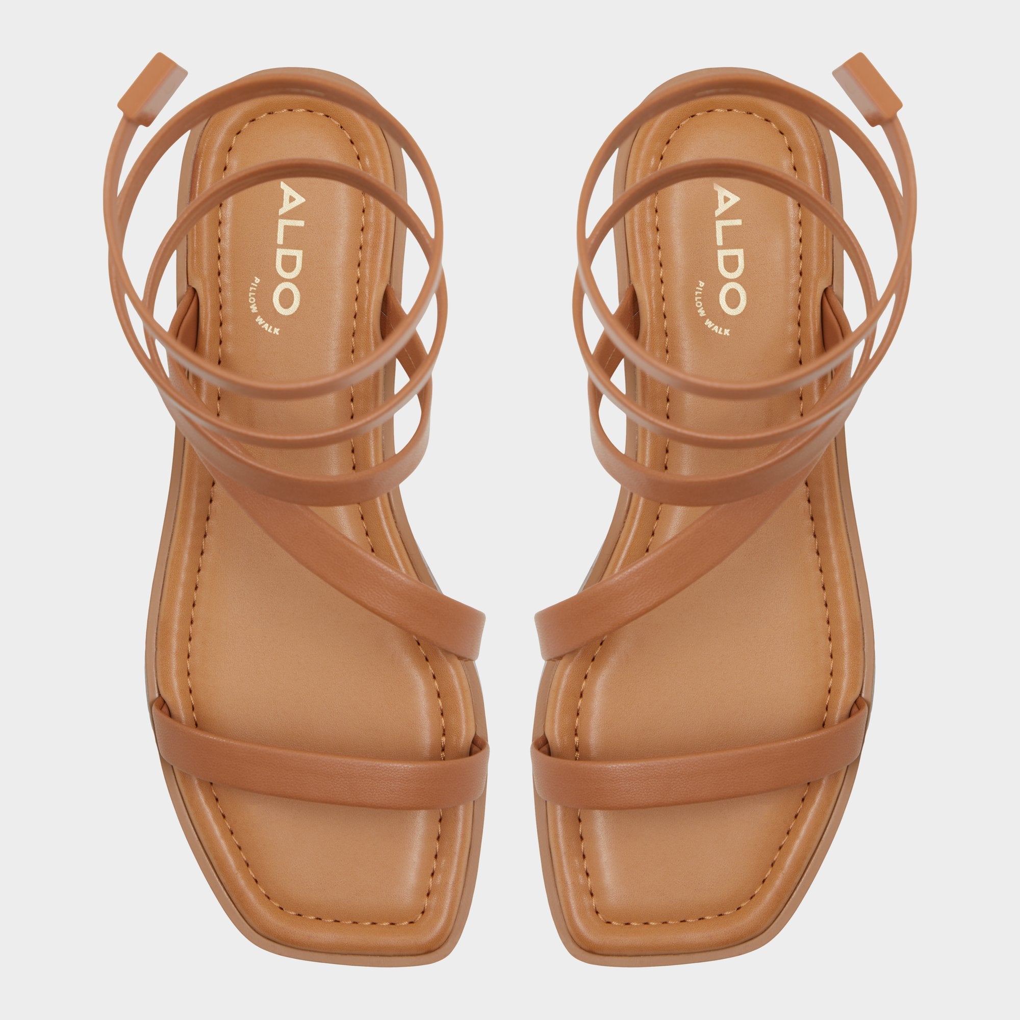 Spinella in Medium Brown - Strappy flat sandal