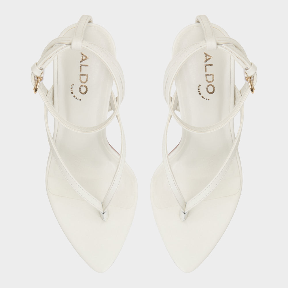 Abyfindley White/Bone Women's Strappy sandals - Heeled flip flop
