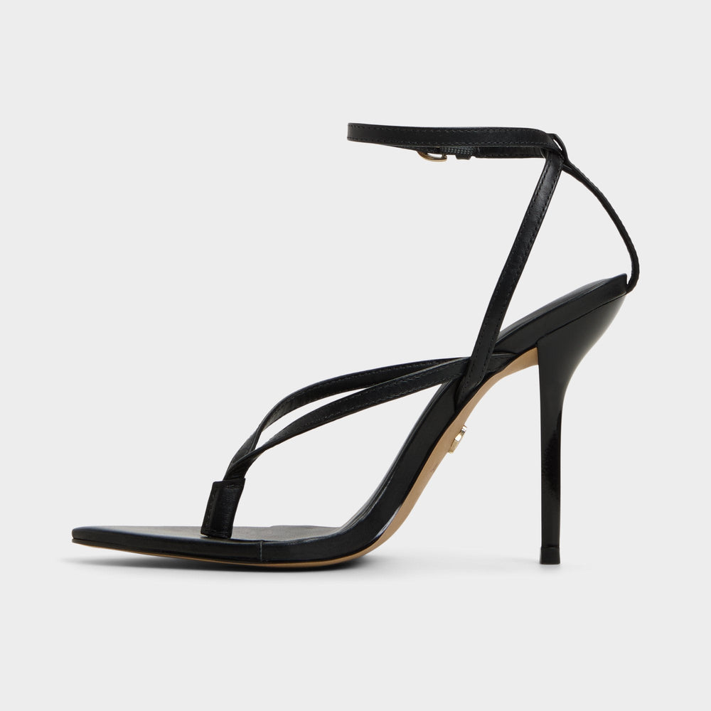 Abyfindley Black Women's Strappy sandals - Heeled flip flop Stiletto heel