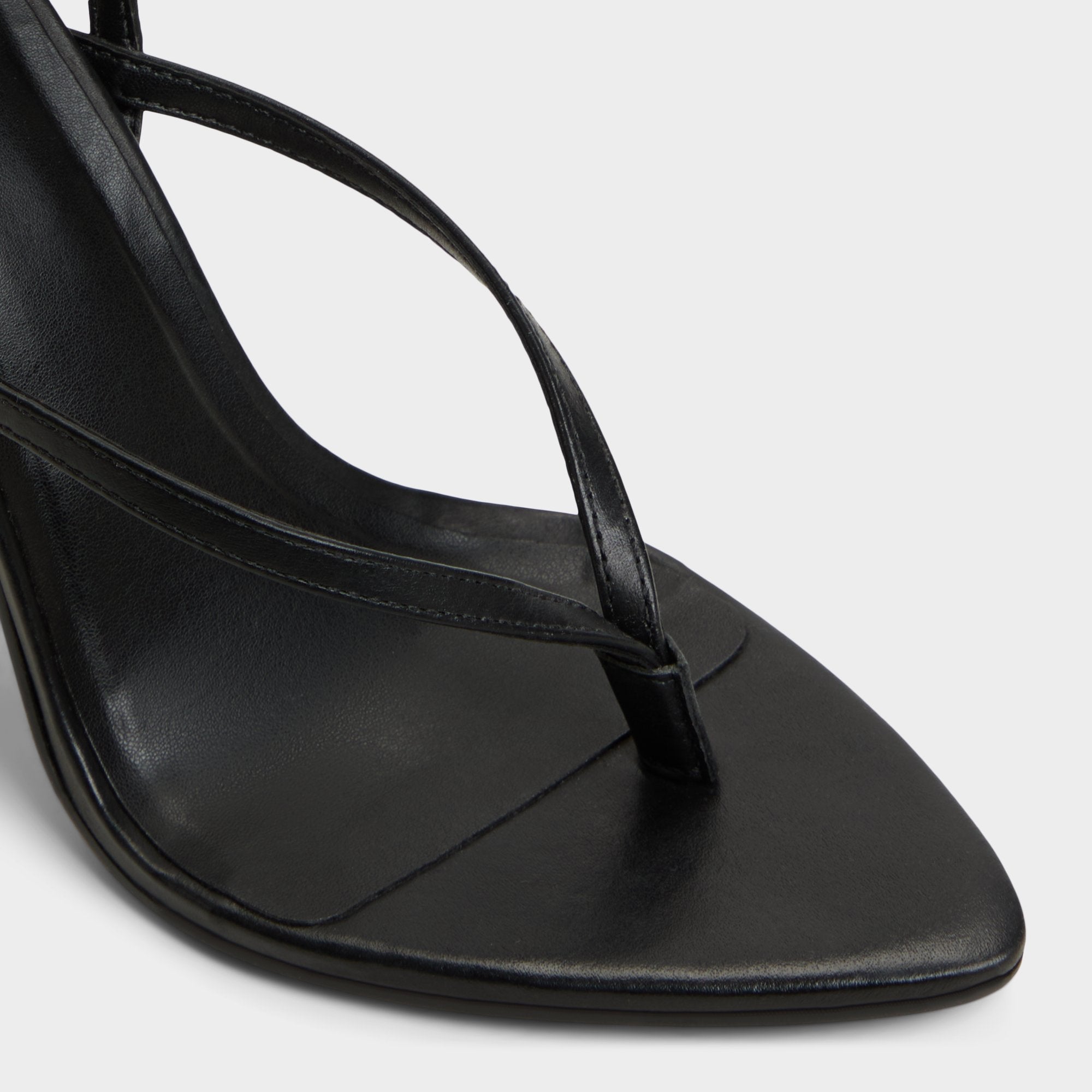 Abyfindley Black Women's Strappy sandals - Heeled flip flop Stiletto heel