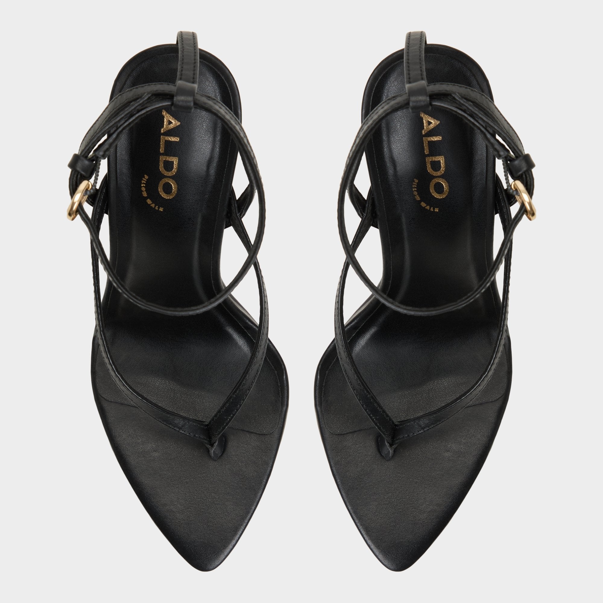 Abyfindley Black Women's Strappy sandals - Heeled flip flop Stiletto heel