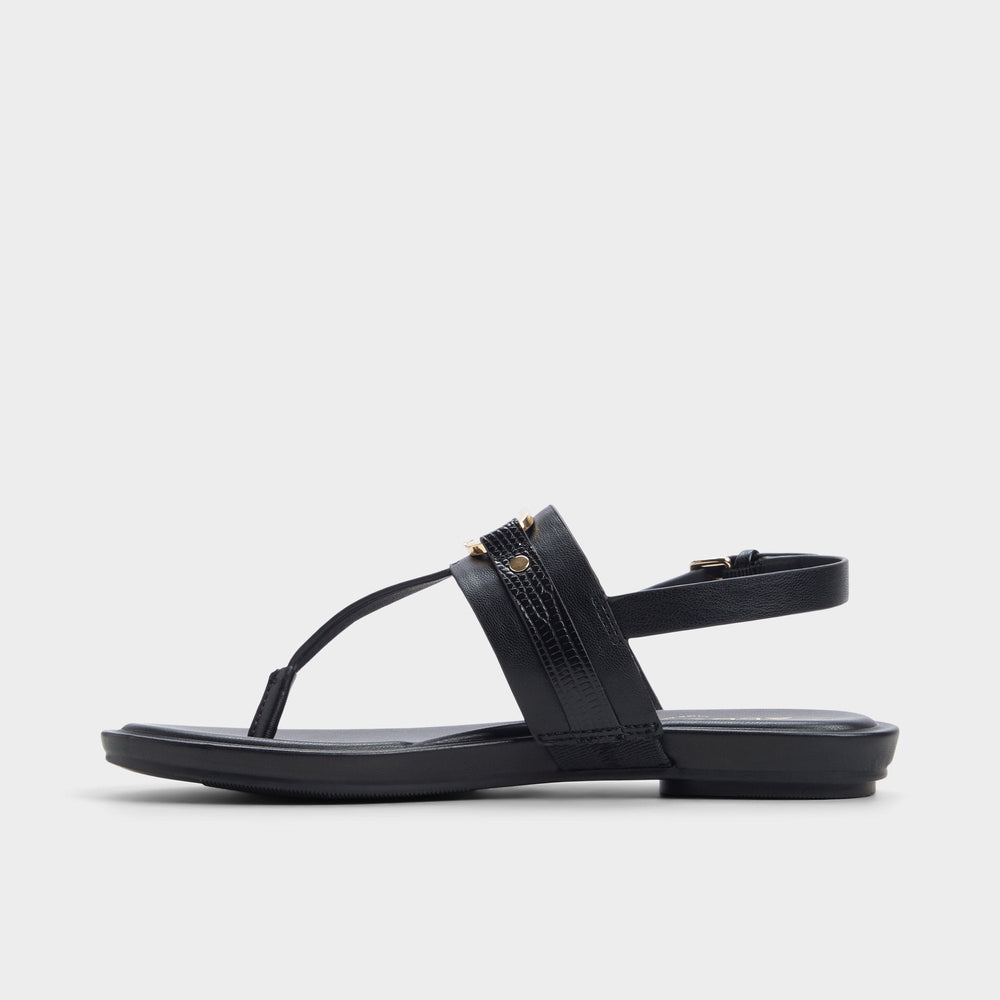 Taylen Black Women's Footbed sandals - T-strap sandal