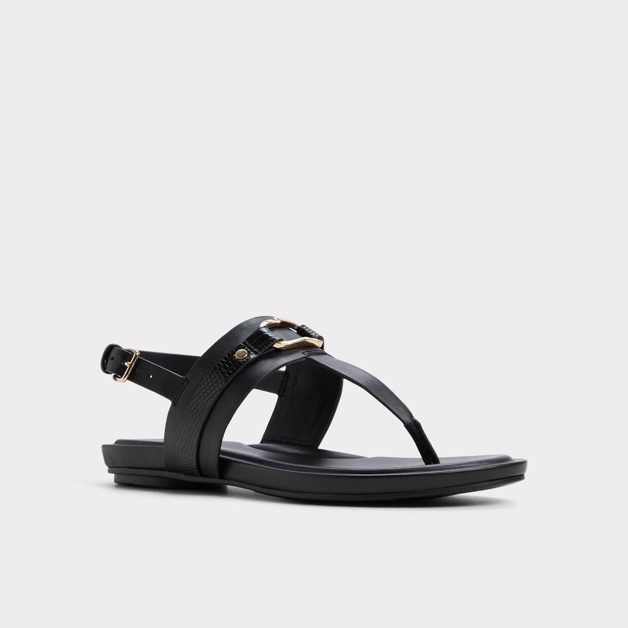 Taylen Black Women's Footbed sandals - T-strap sandal