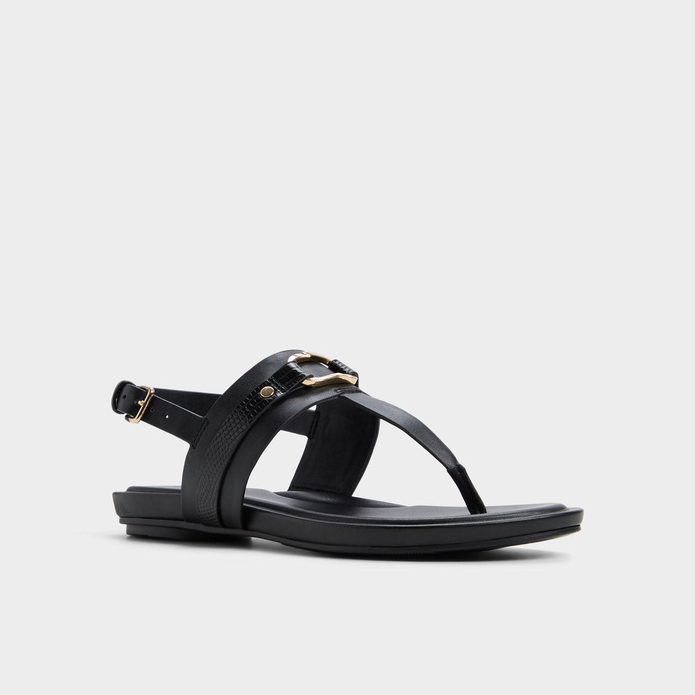 Taylen Black Women's Footbed sandals - T-strap sandal