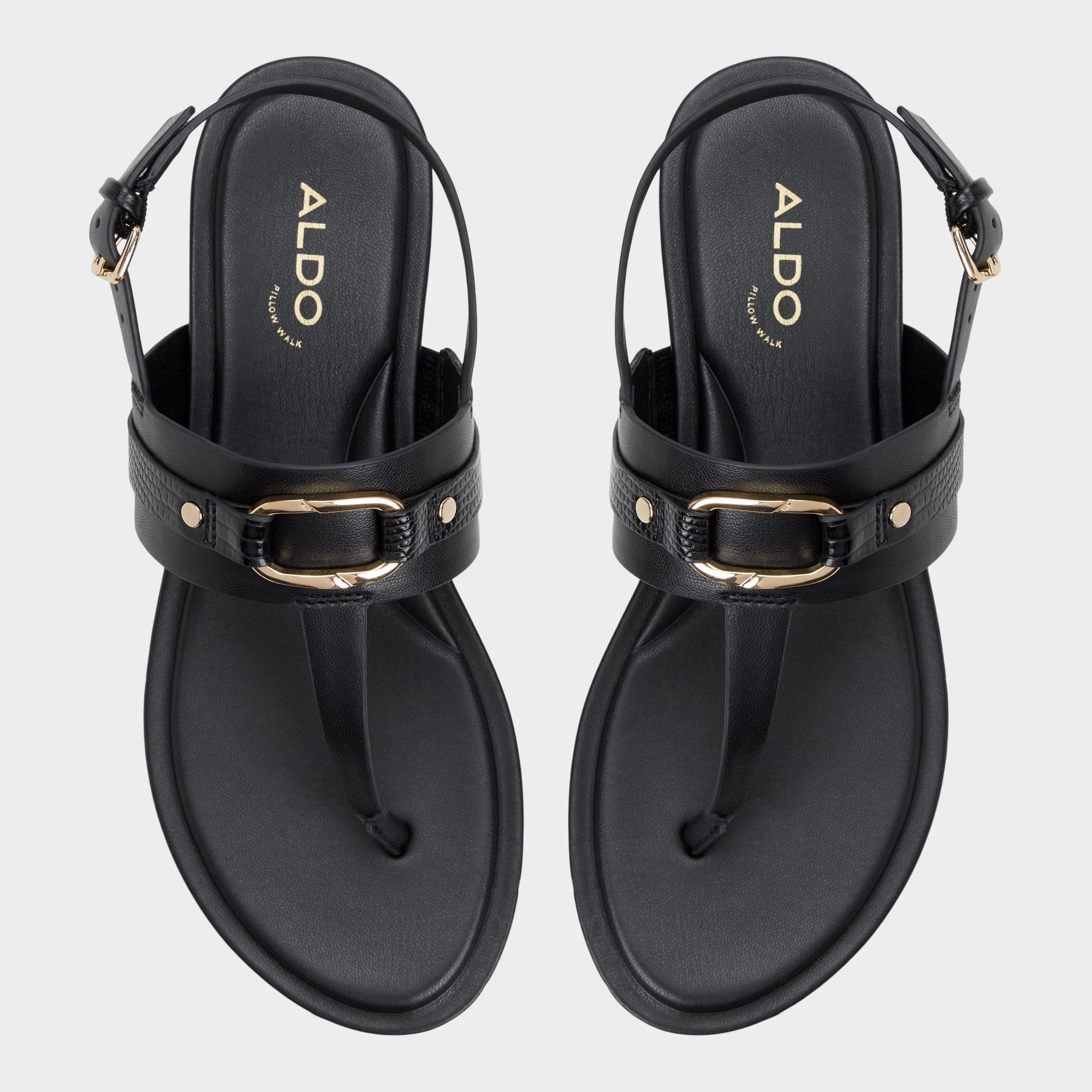 Taylen Black Women's Footbed sandals - T-strap sandal