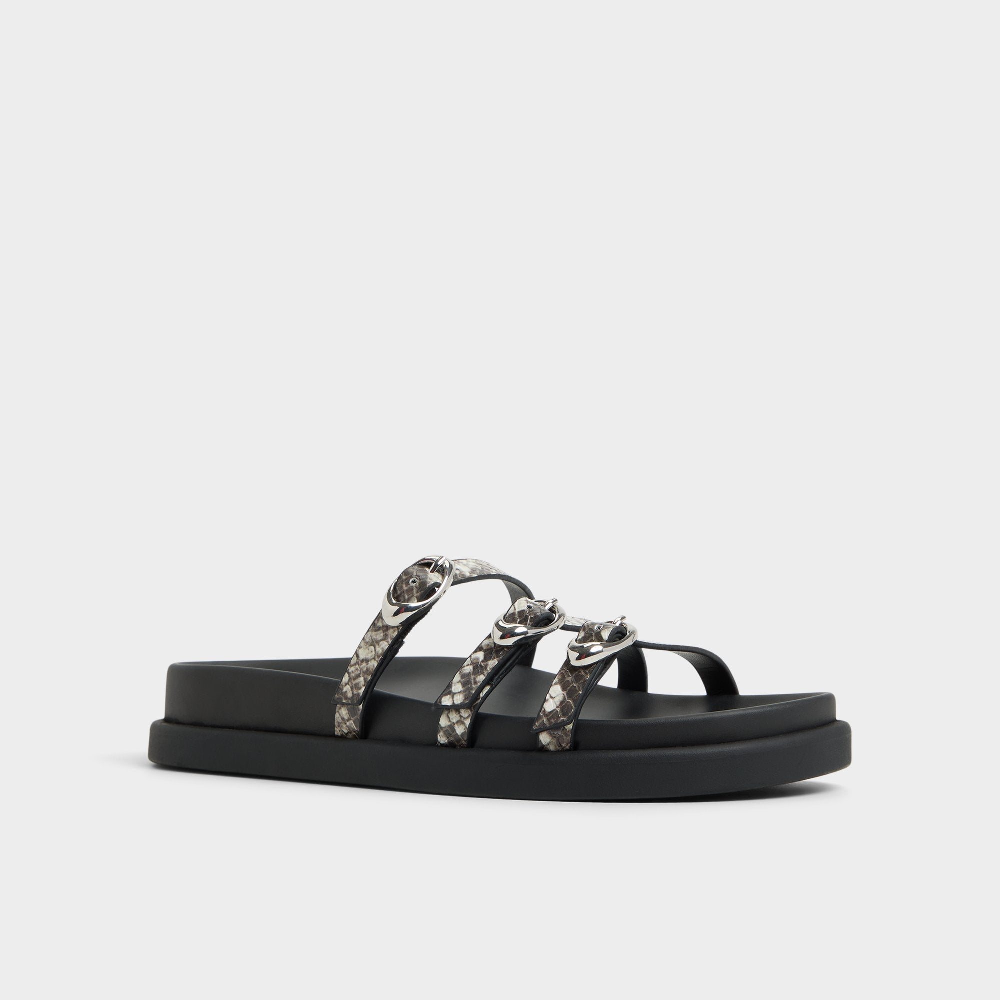 Zephyra White/Black Women's Footbed sandals - Footbed sandal