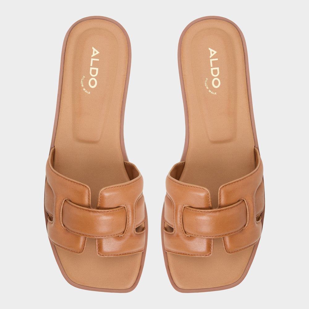 Eleny Medium Brown Women's Flats - Slide sandal
