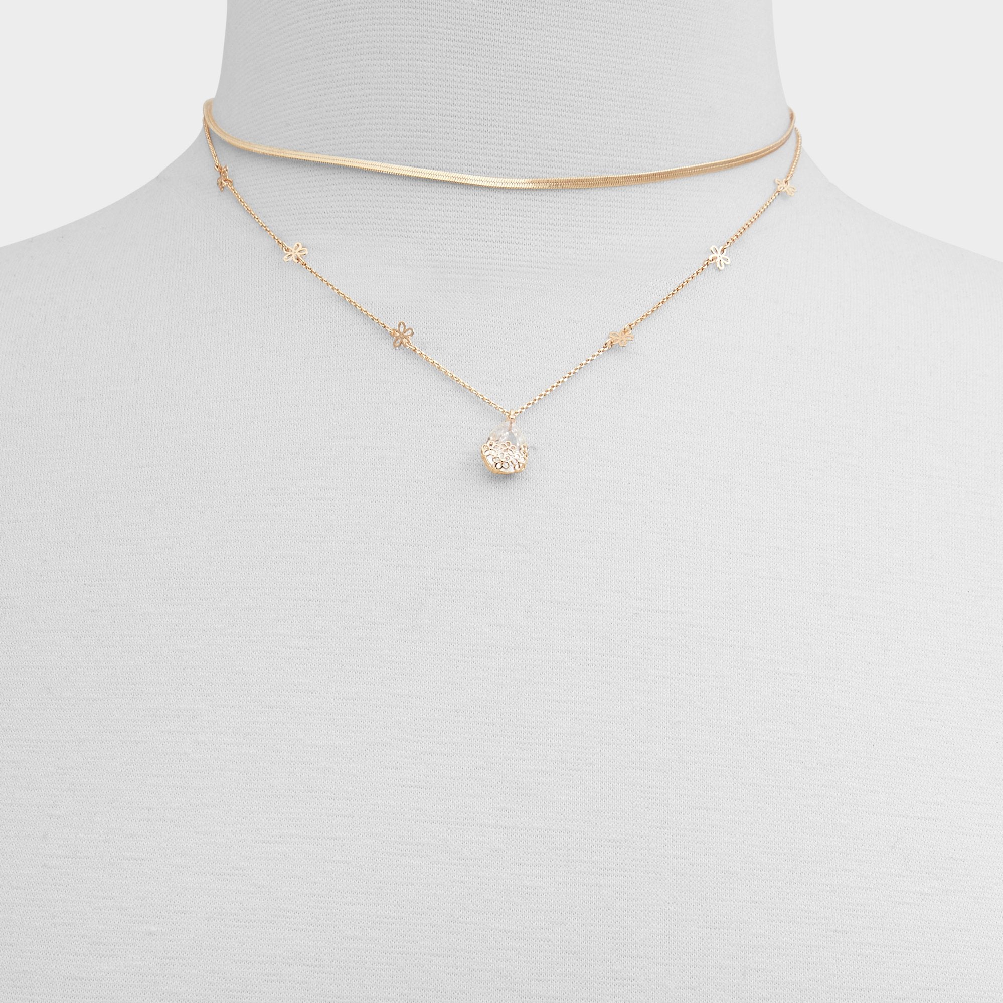 Teardrop Gold/Clear Multi Women's Necklaces - Necklace