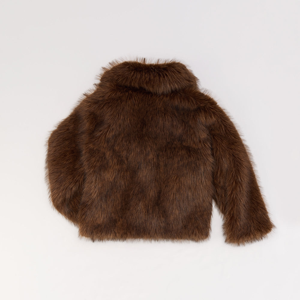 Hazella in Brown - Faux fur jacket