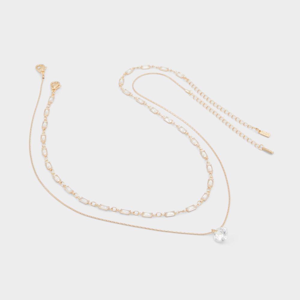 Flein Gold/Clear Multi Women's Necklaces - Layered necklace