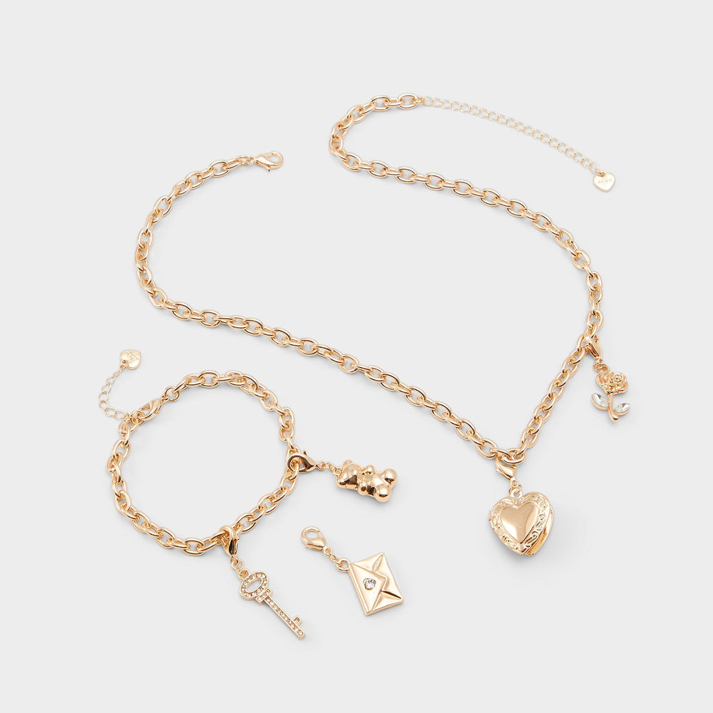 Bemyvalentine Gold/Clear Multi Women's Specialty - Necklace & bracelet set