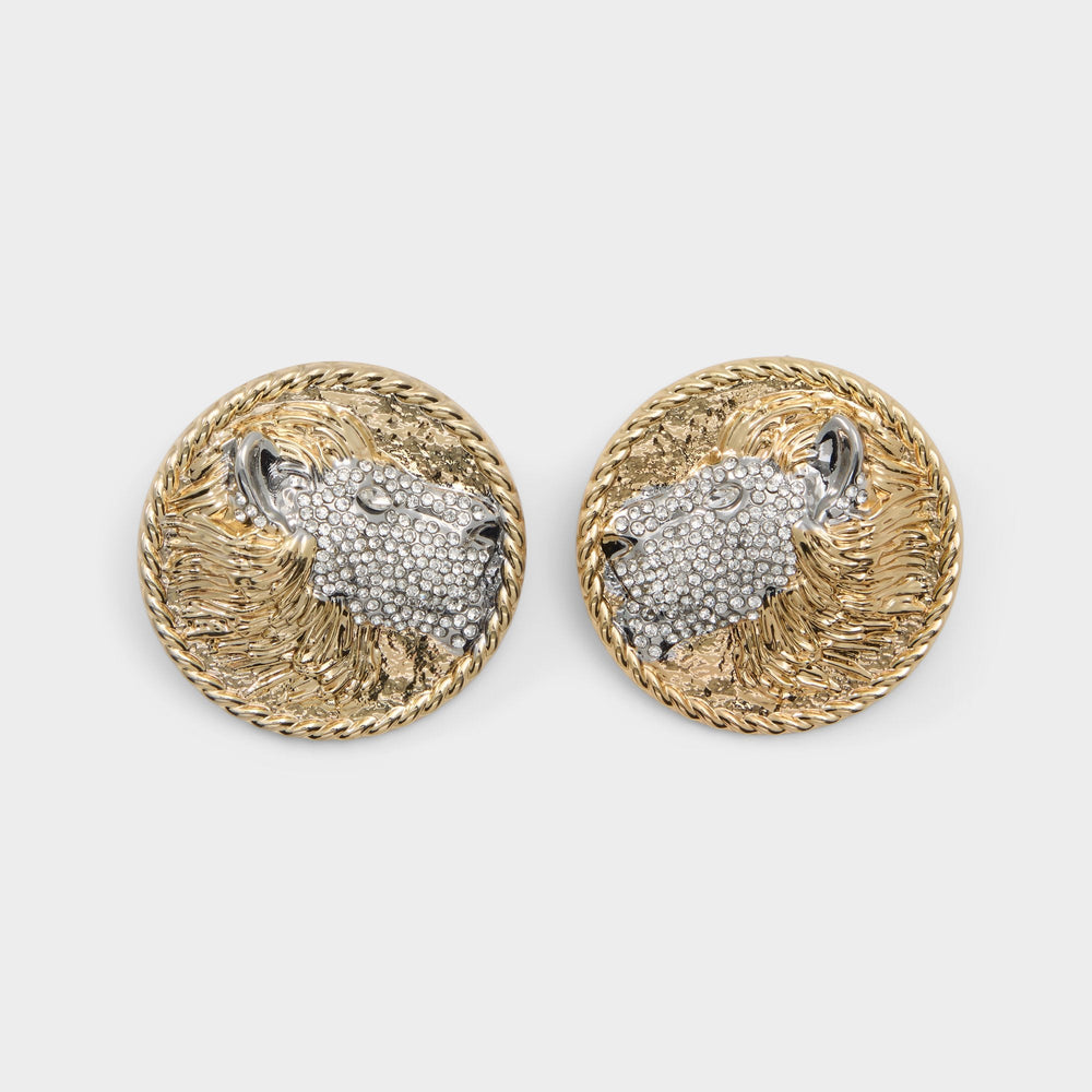 Lionesse in Gold Clear Multi - Button earrings