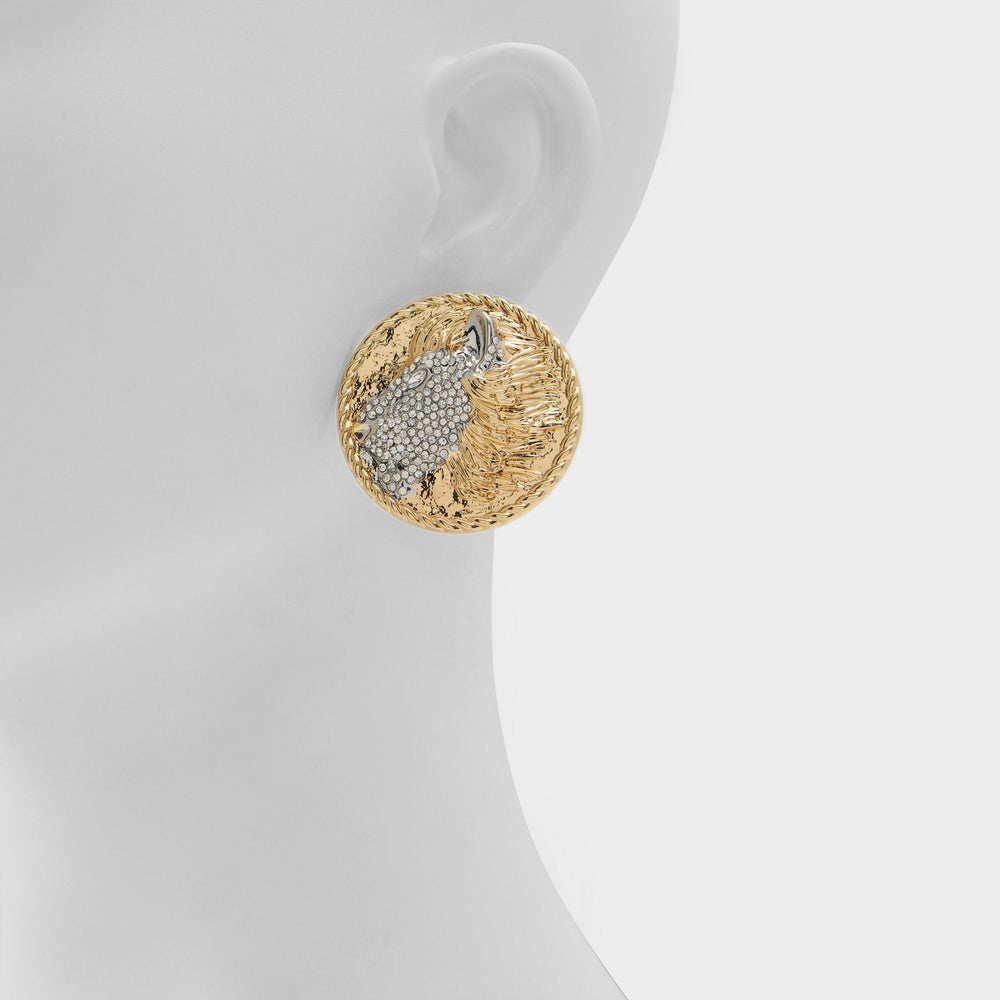 Lionesse in Gold Clear Multi - Button earrings