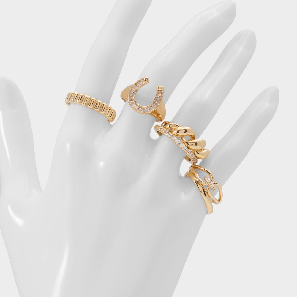 Luckyrings in Gold Clear Multi - Multi finger rings