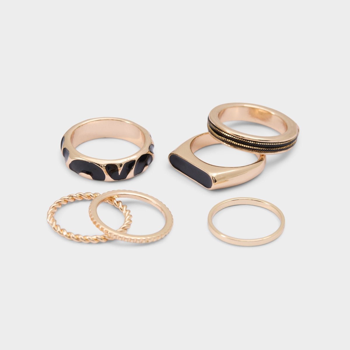 Wildora in Black Gold Multi - Stackable rings