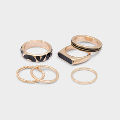 Wildora in Black Gold Multi - Stackable rings