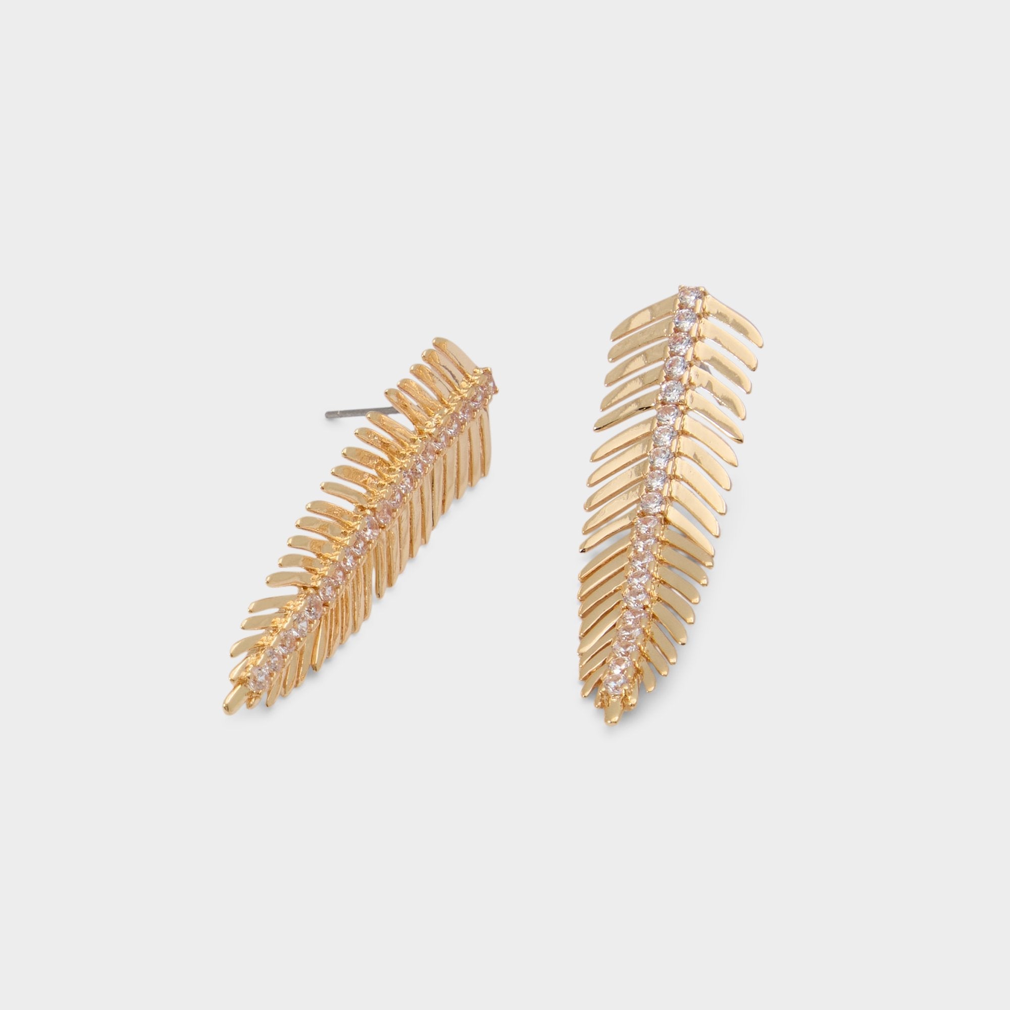 Feathers in Gold Clear Multi - Earrings