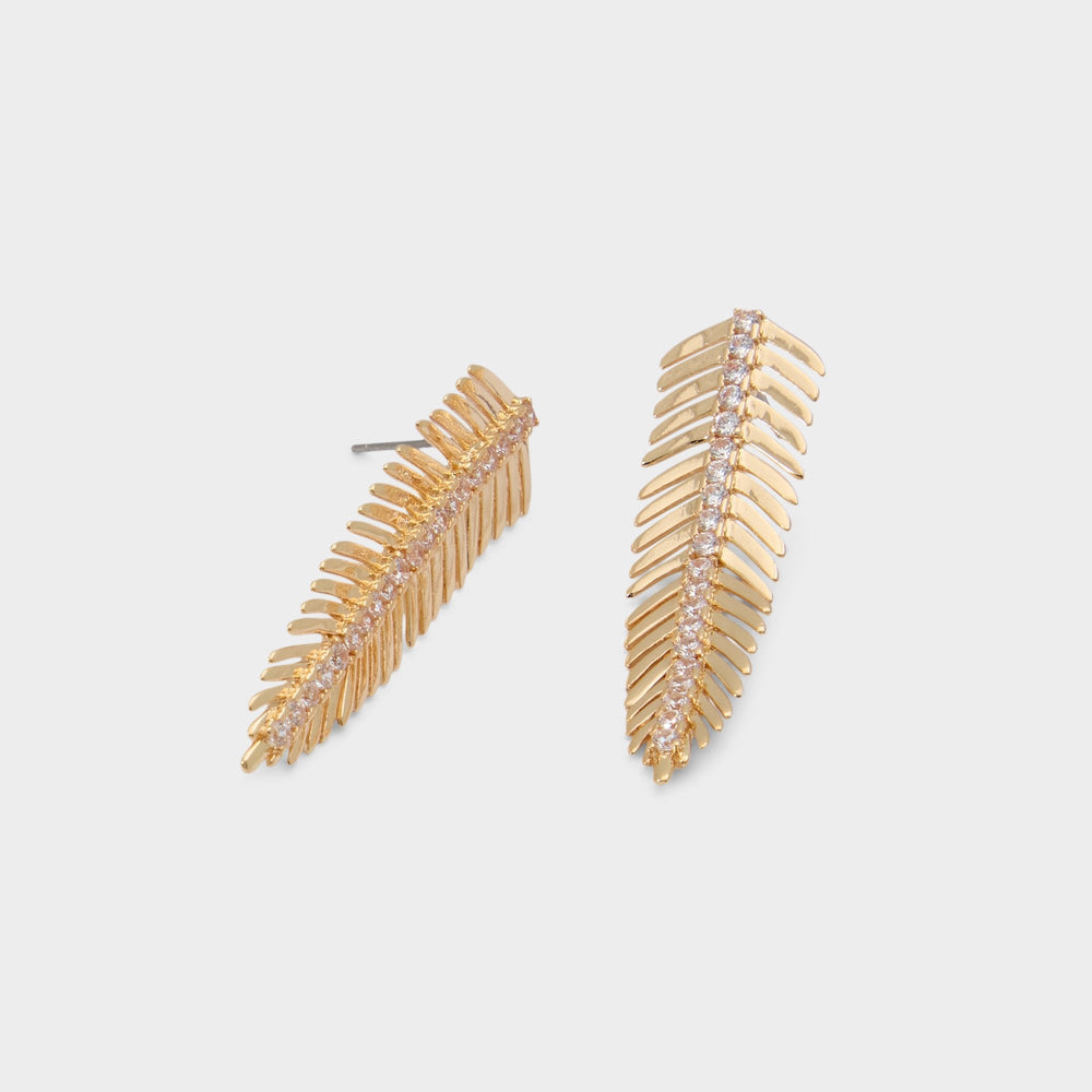 Feathers in Gold Clear Multi - Earrings
