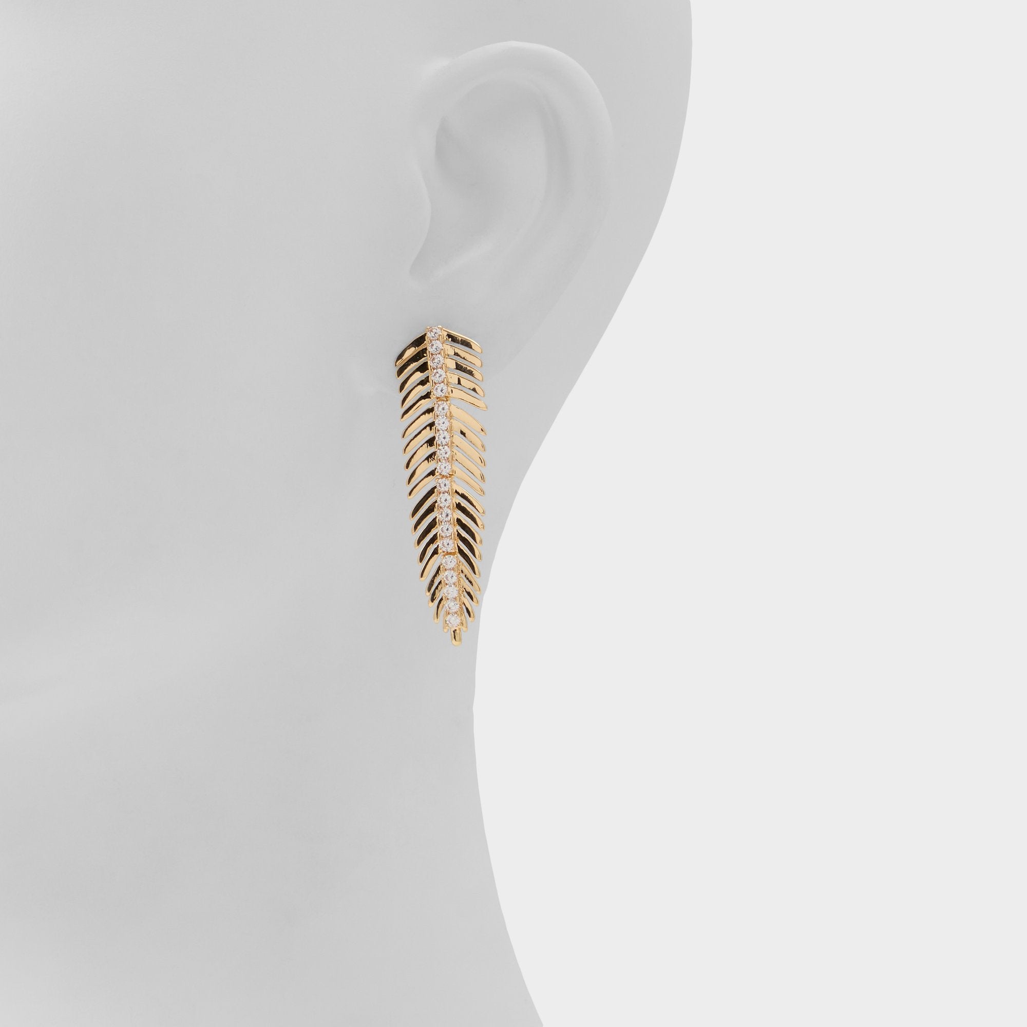 Feathers in Gold Clear Multi - Earrings