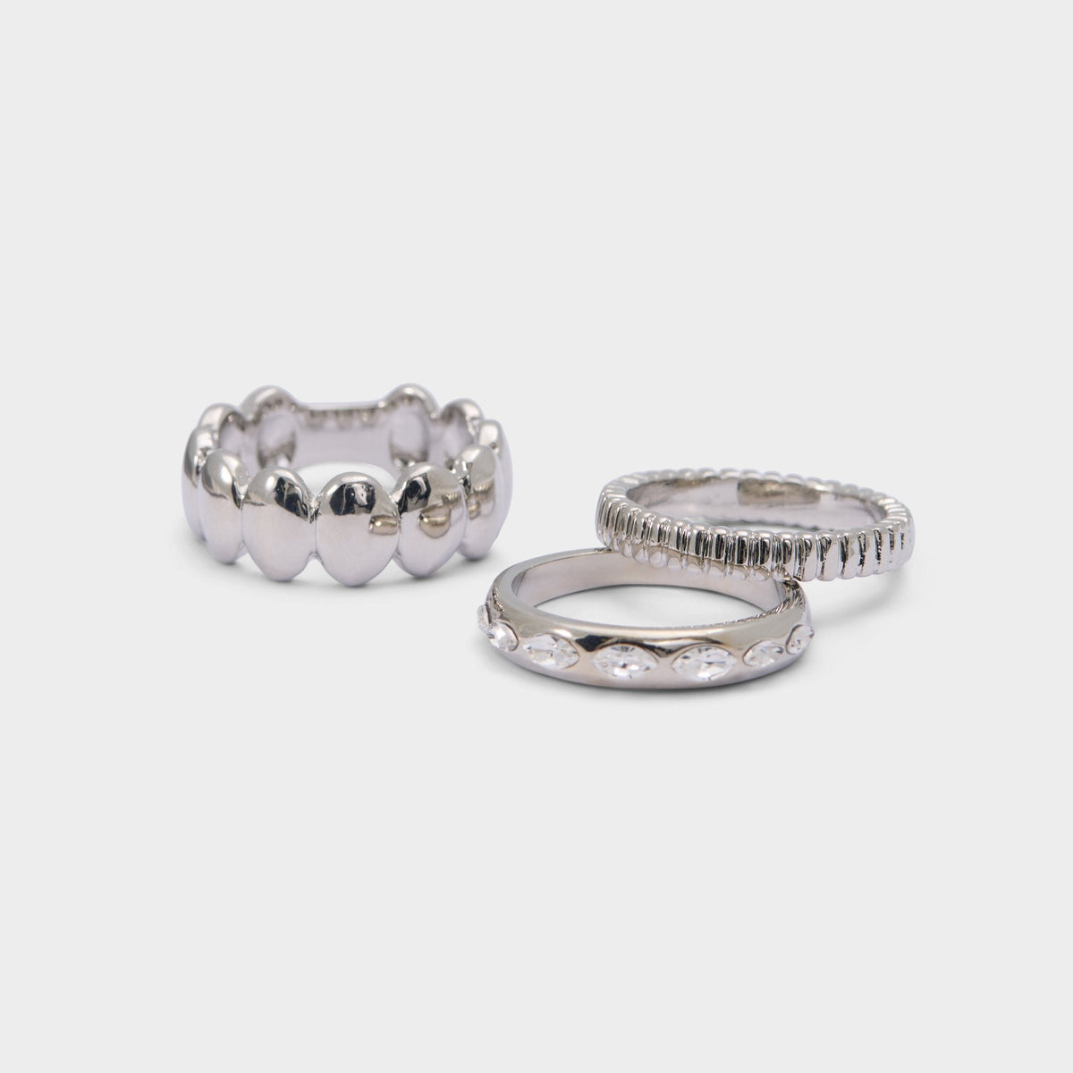 Bublle in Silver Clear Multi - Stackable rings