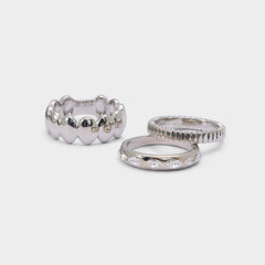 Bublle in Silver Clear Multi - Stackable rings