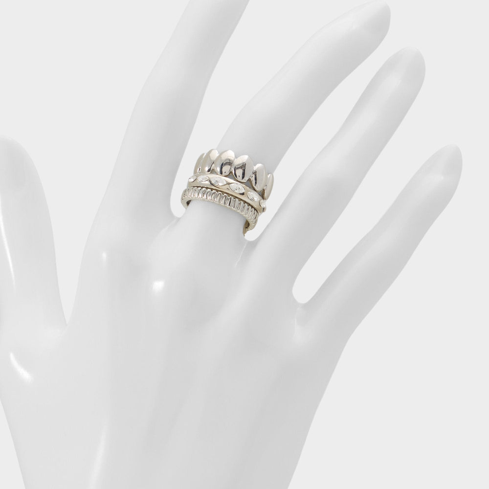 Bublle in Silver Clear Multi - Stackable rings