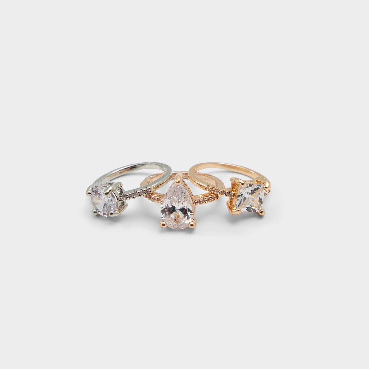 Alabridar Metallic Multi Women's Cubic Zirconia - Stackable rings