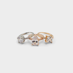 Alabridar Metallic Multi Women's Cubic Zirconia - Stackable rings