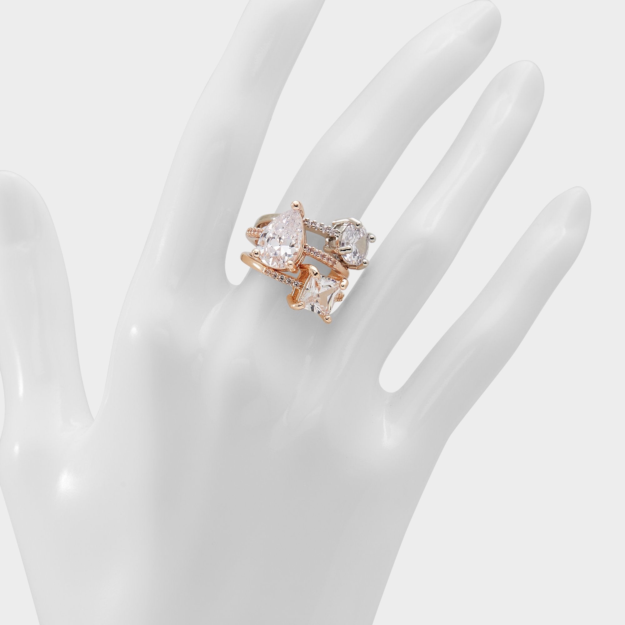 Alabridar Metallic Multi Women's Cubic Zirconia - Stackable rings