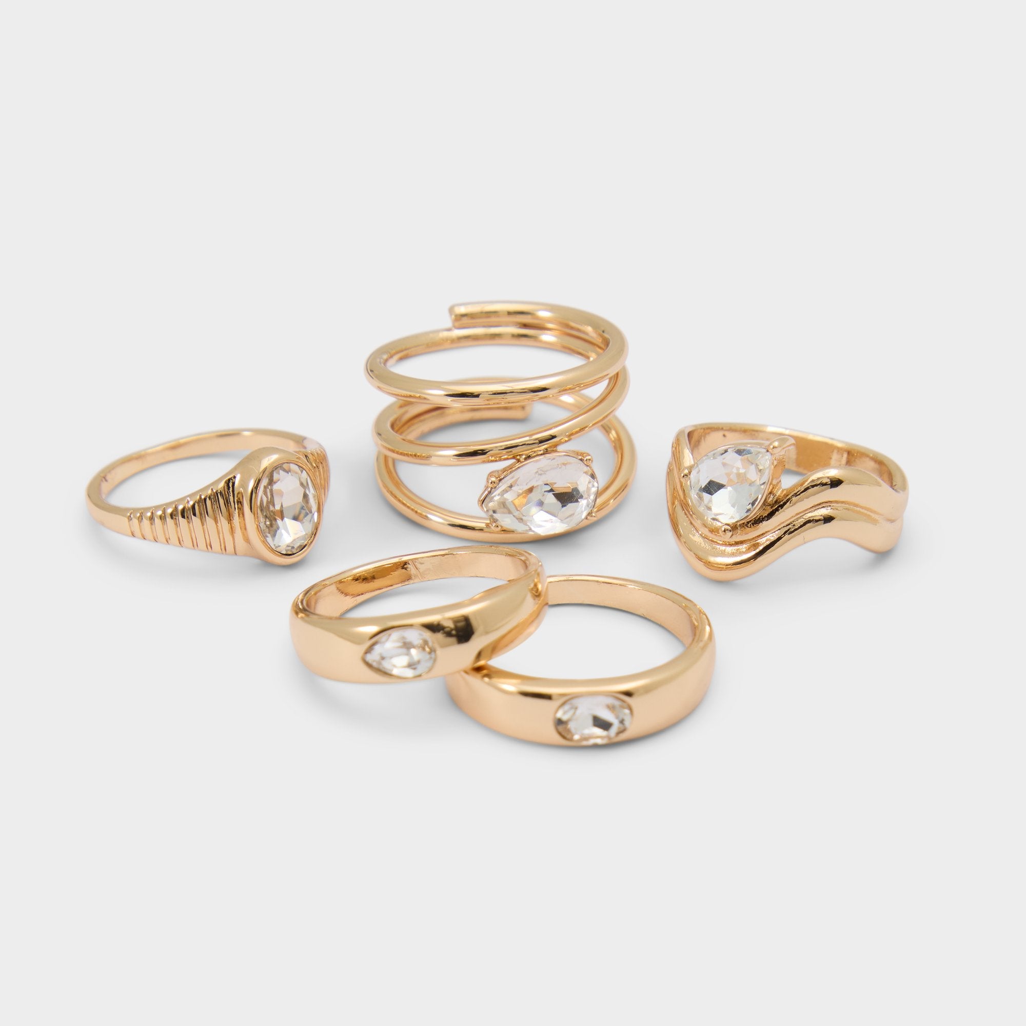 Abyweth in Gold Clear Multi - Multi finger rings