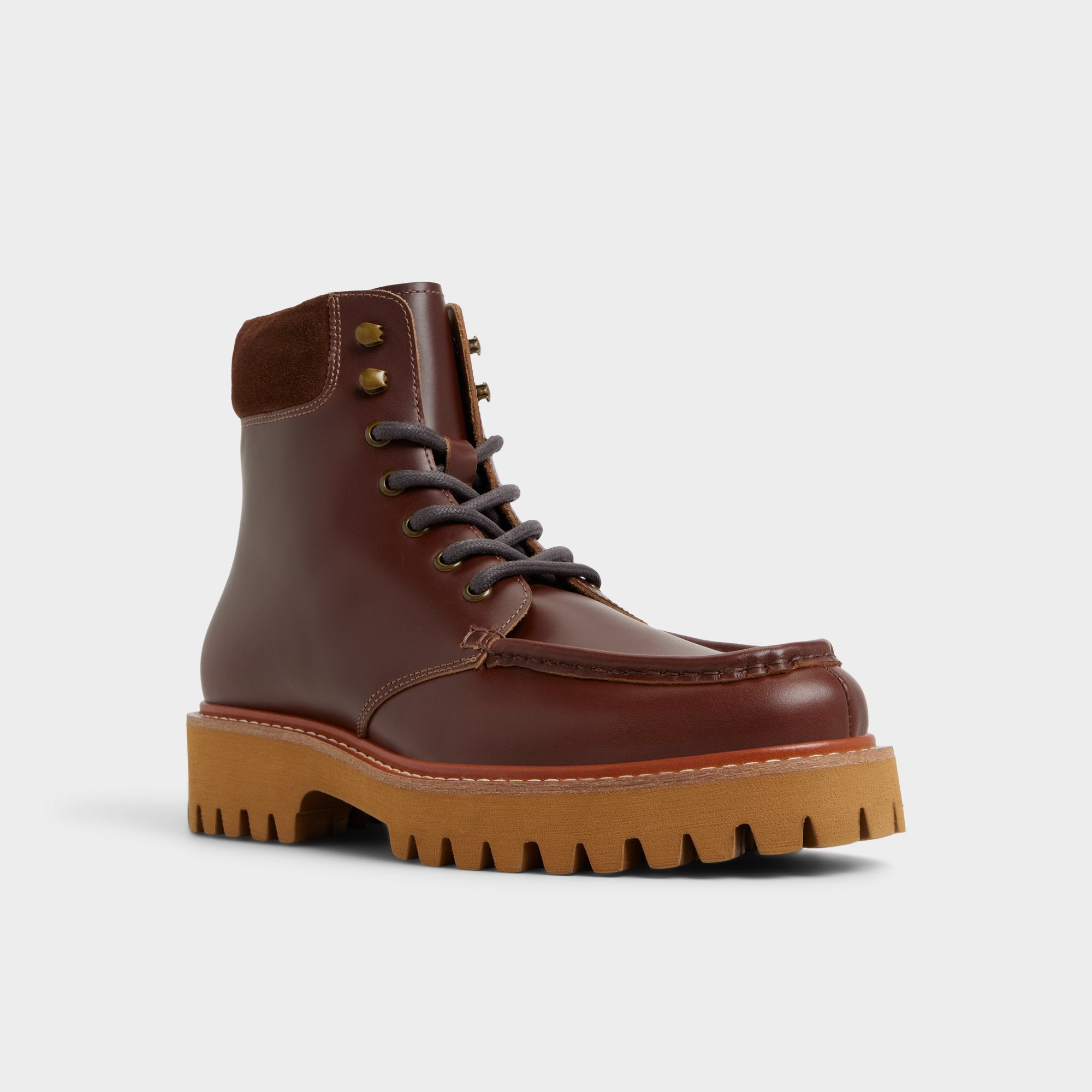 Grier in Medium Brown - Combat boot Lug sole