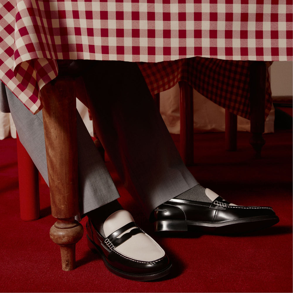 Kieran Black/White Men's Dress Shoes - Loafer