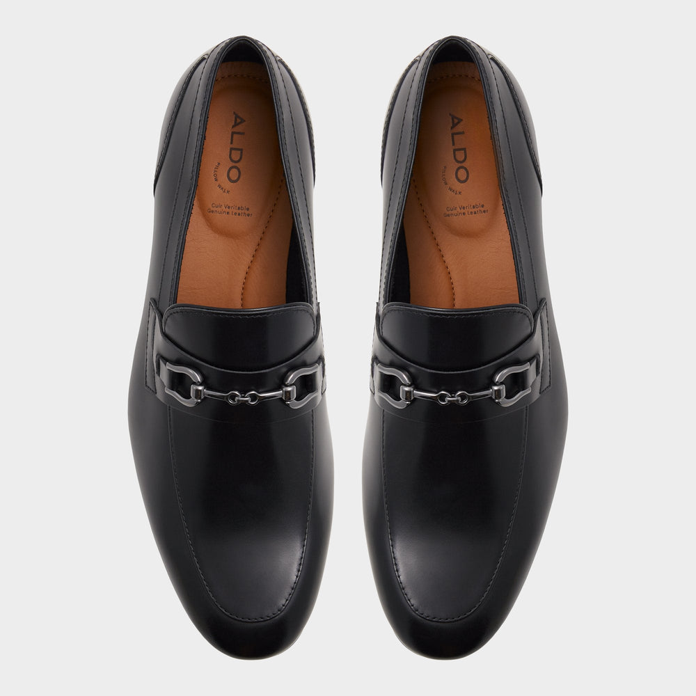 Marinho Open Black Leather Smooth Men's Dress Shoes - Loafer