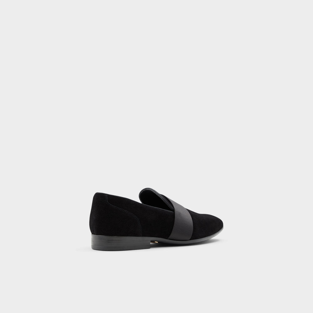Asaria Open Black Leather Suede Men's Loafers & Slip-Ons - Loafer