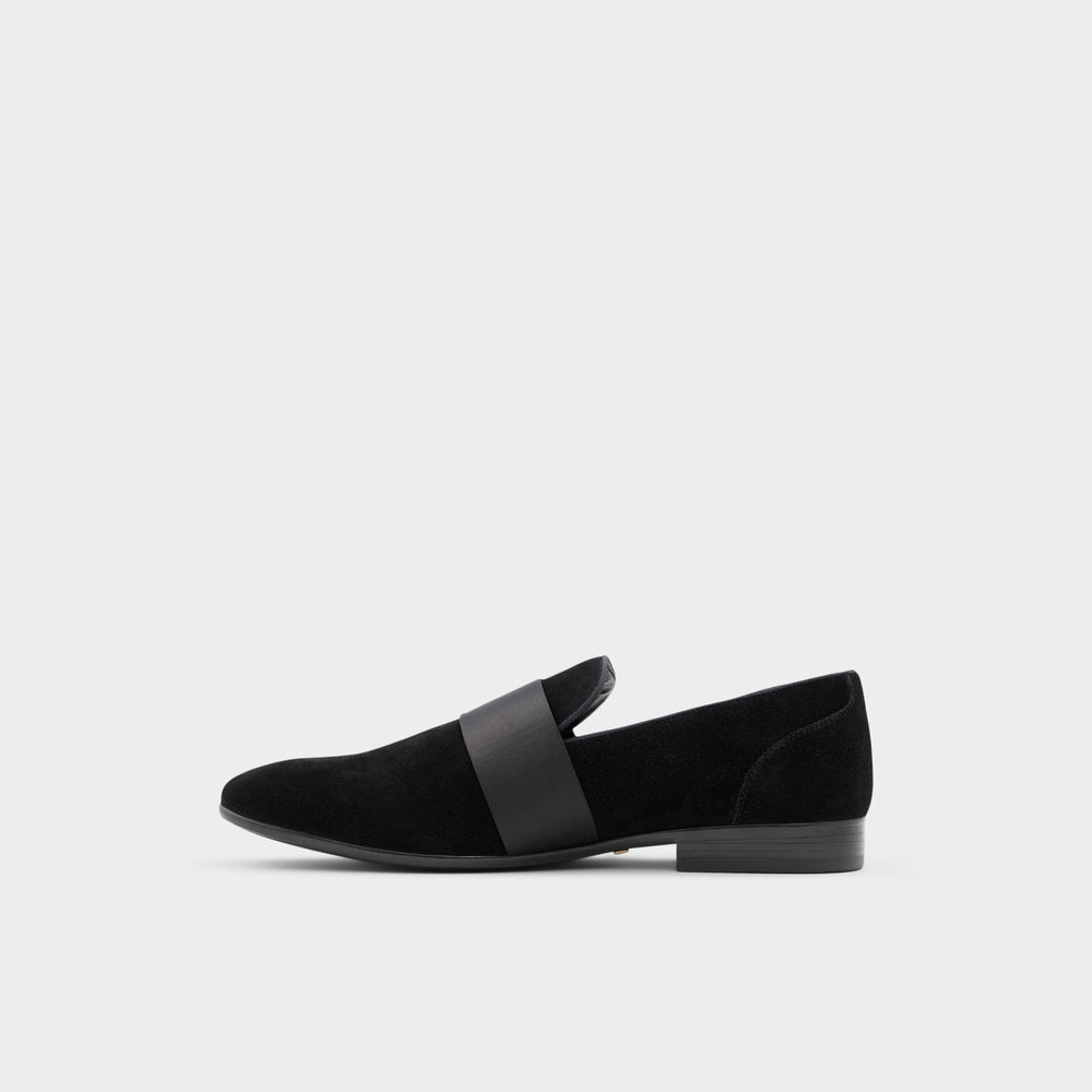 Asaria Open Black Leather Suede Men's Loafers & Slip-Ons - Loafer