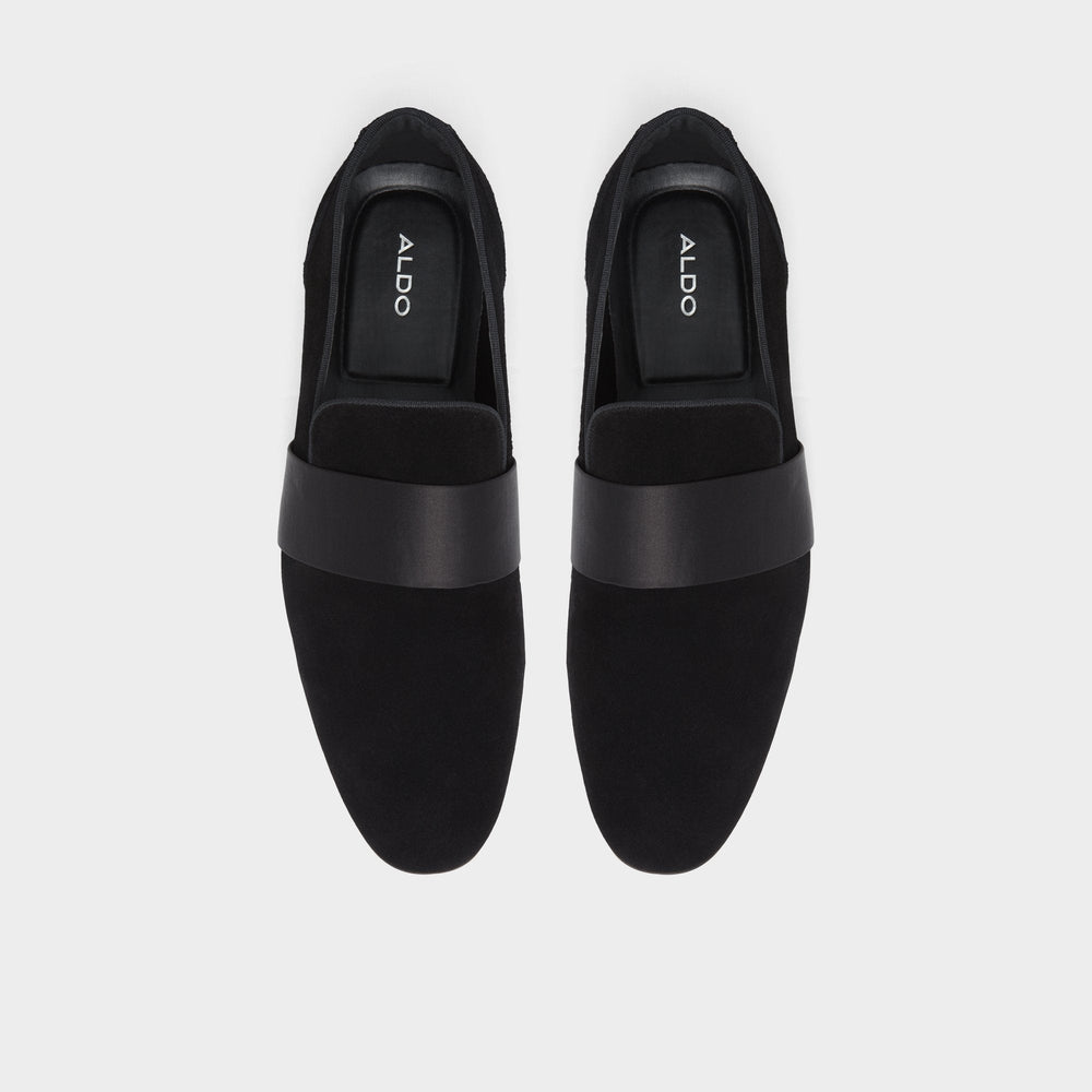 Asaria Open Black Leather Suede Men's Loafers & Slip-Ons - Loafer