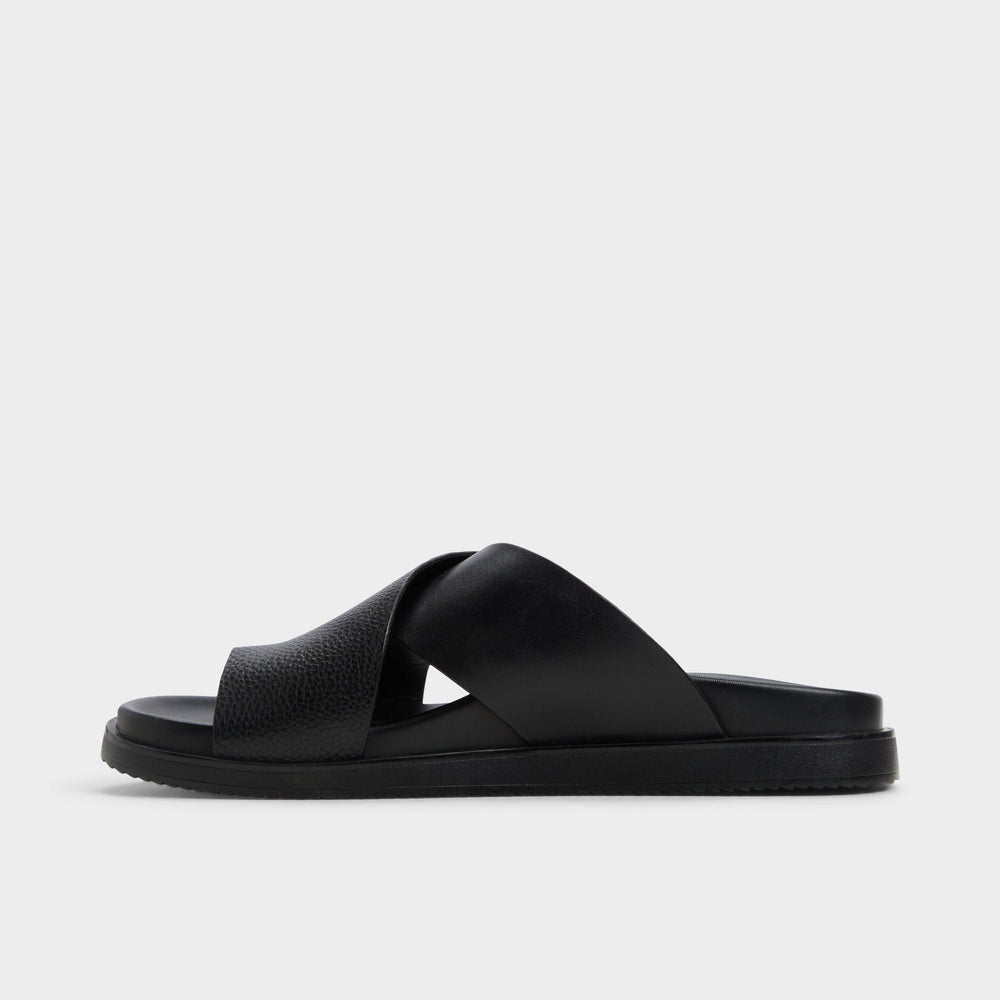 Darley Black Men's Sandals & Slides - Strappy flat sandal