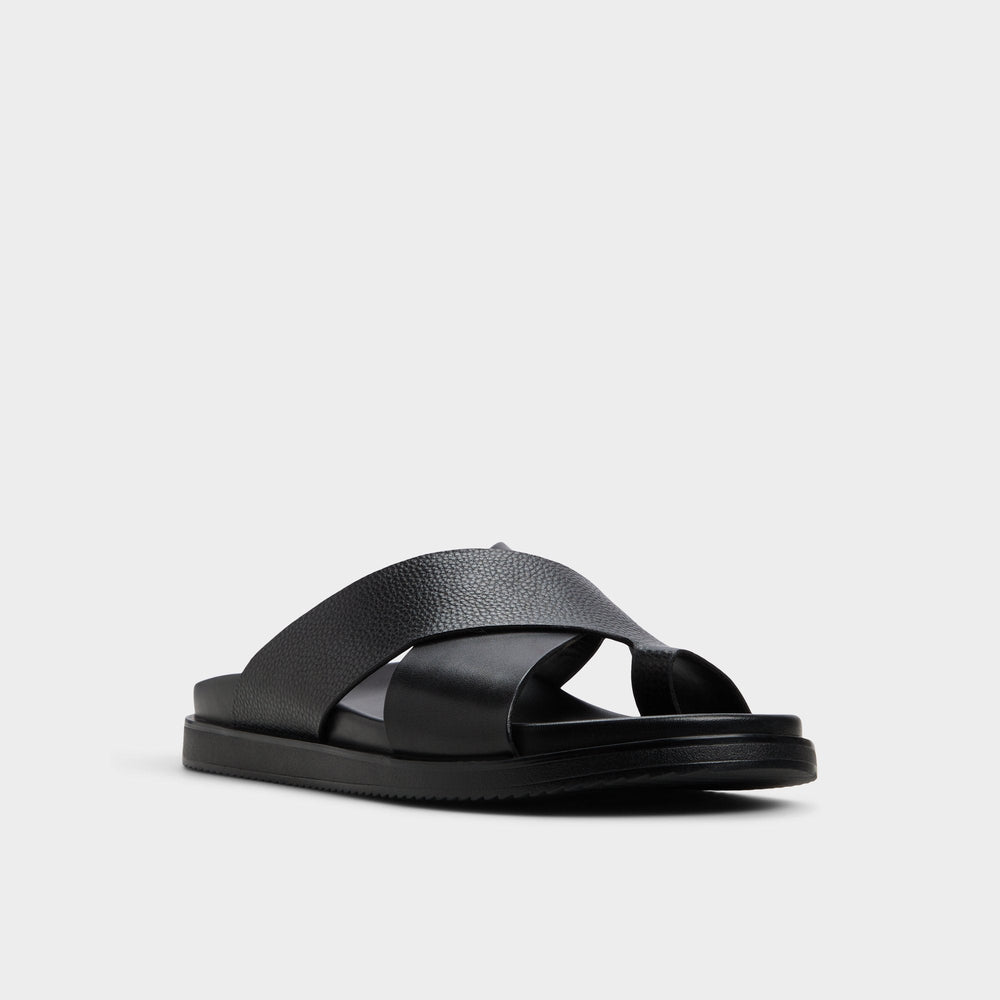 Darley Black Men's Sandals & Slides - Strappy flat sandal