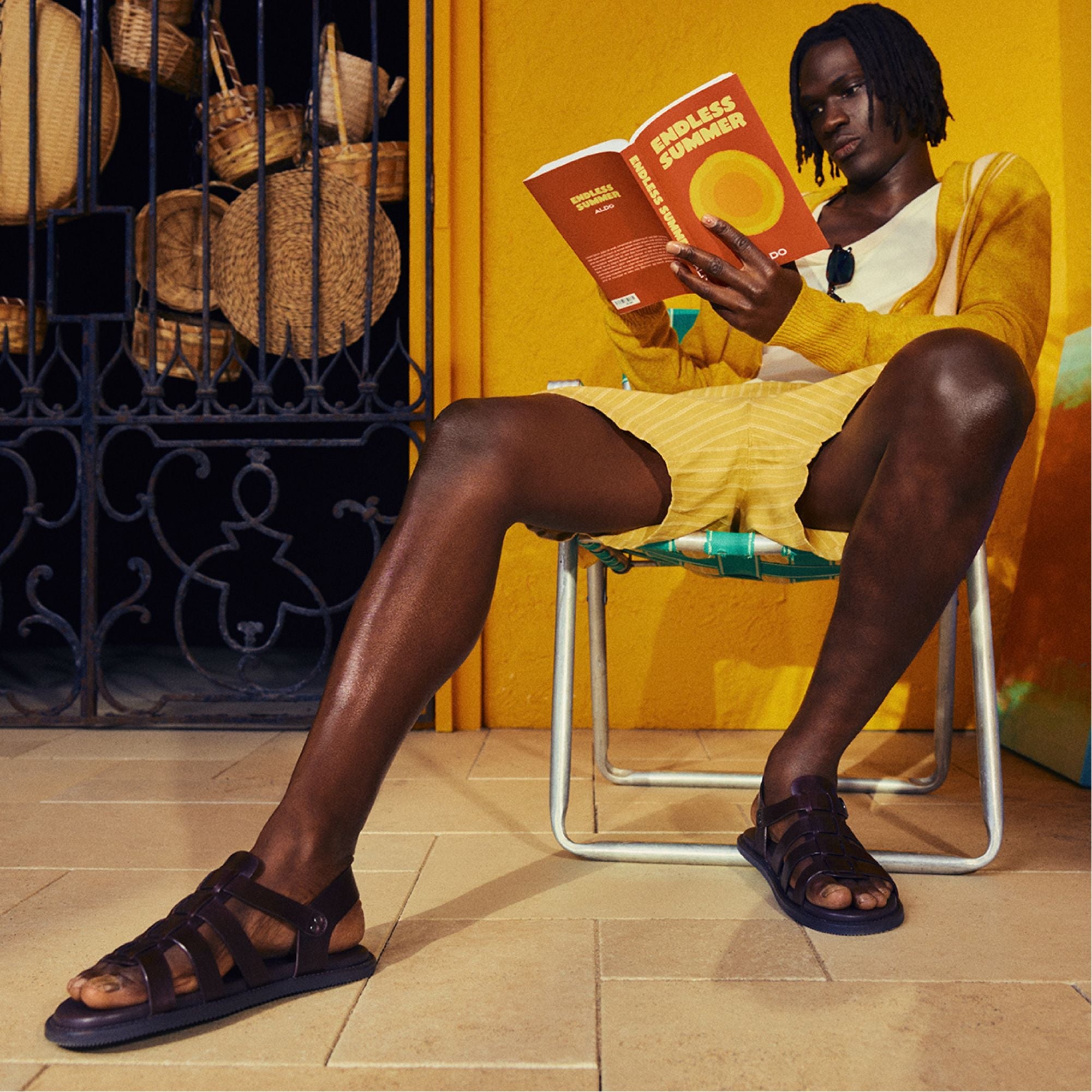 Warley Dark Brown Men's Sandals & Slides - Strappy flat sandal