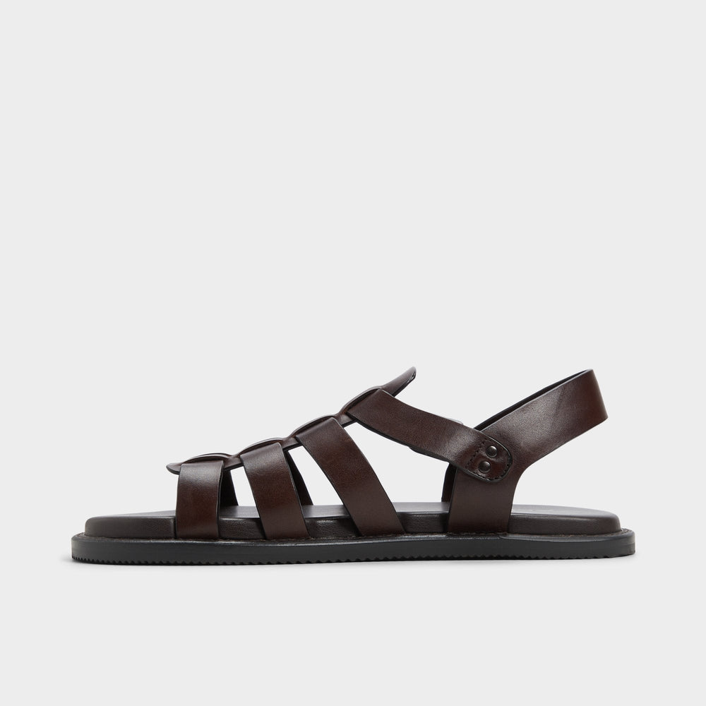 Warley Dark Brown Men's Sandals & Slides - Strappy flat sandal