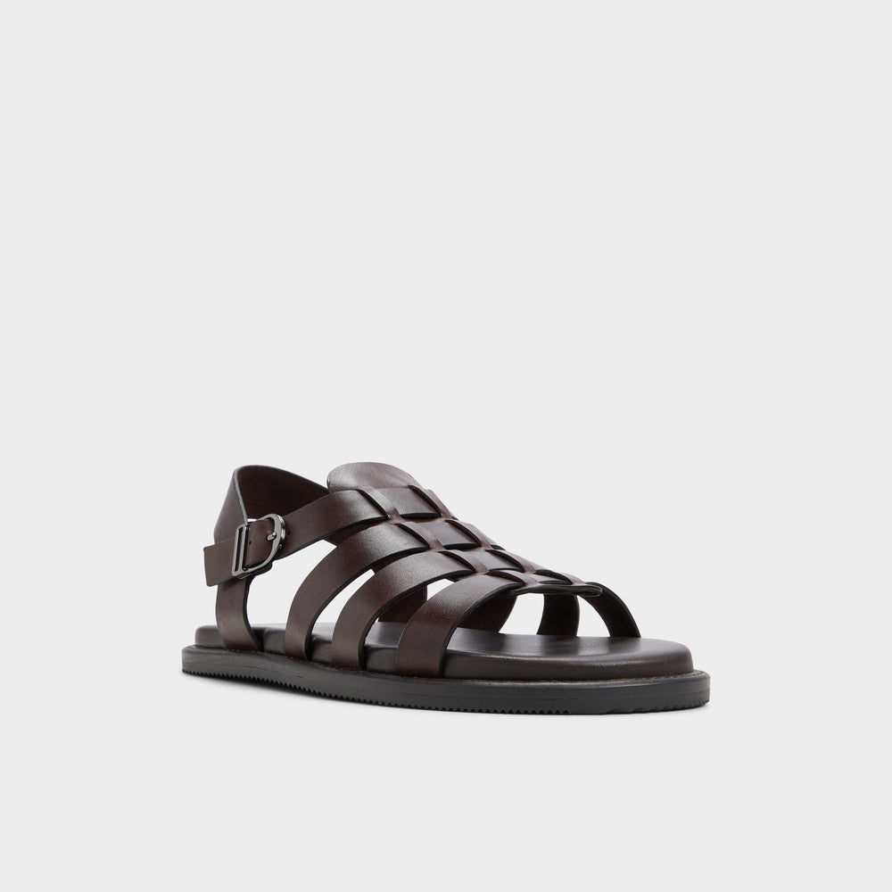 Warley Dark Brown Men's Sandals & Slides - Strappy flat sandal